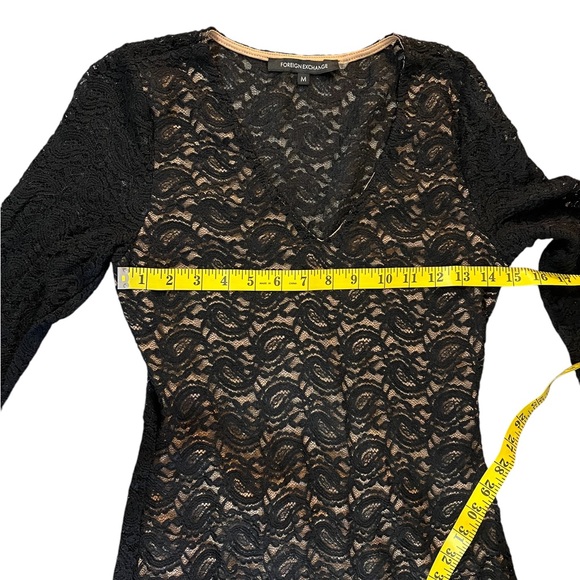 Foreign Exchange Black Lace Body-con mini Cocktail Dress lined, Med, New - Picture 7 of 9